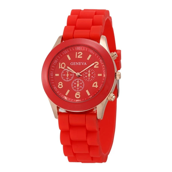 Silicone Strap Quartz Wrist Watch For Woman