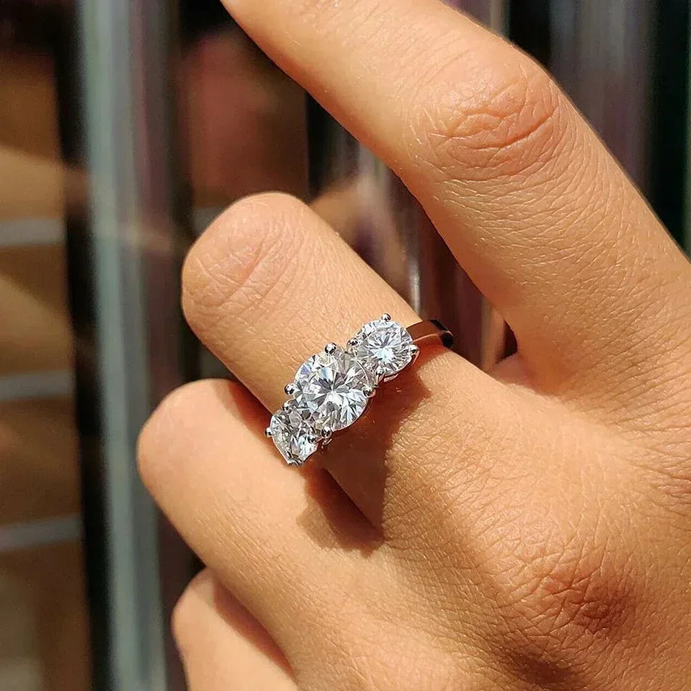 Moissanite/Zircon Diamond Cut Lab with Certificate 925 Sterling Silver Engagement Ring for Women