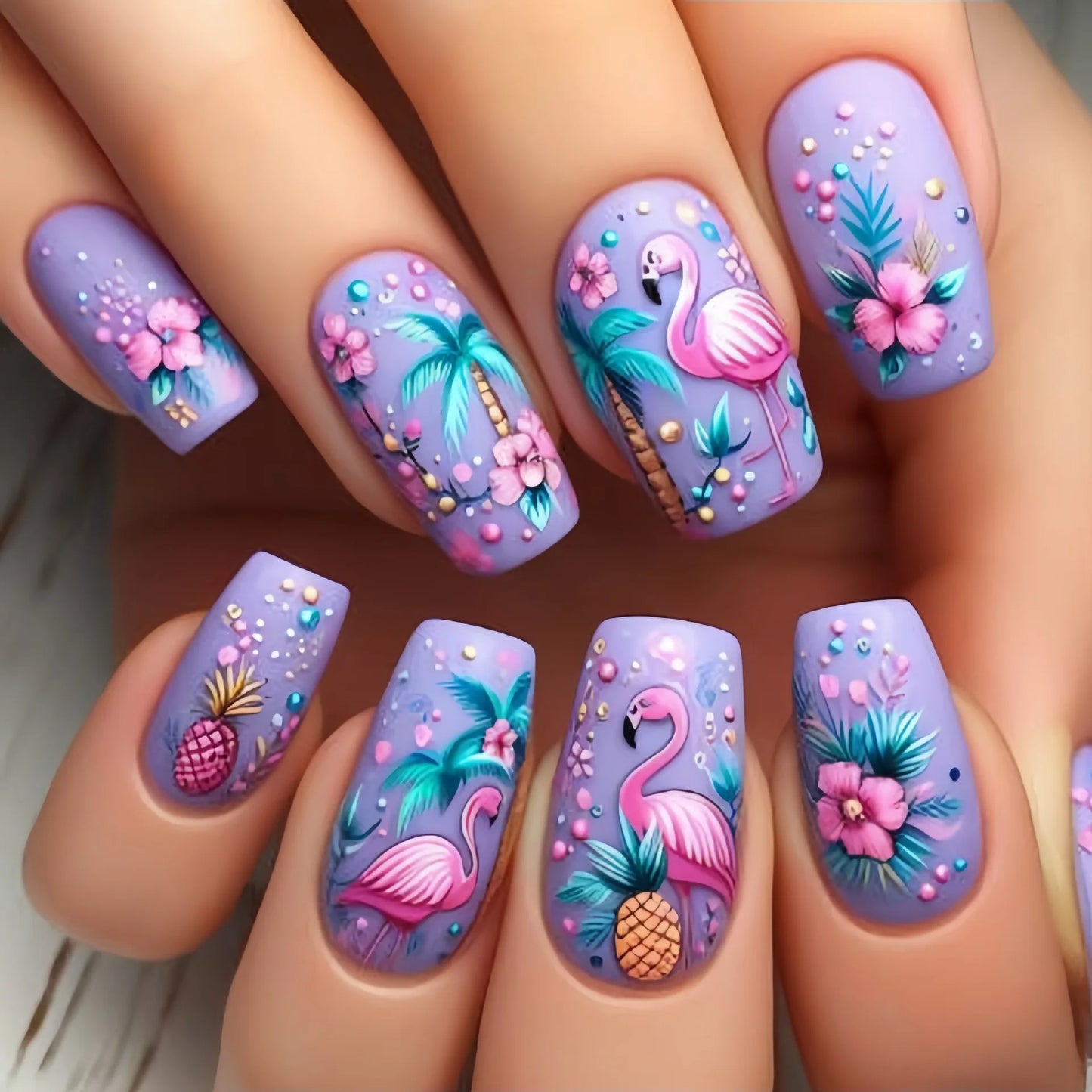 24pcs Press on Nails with Art