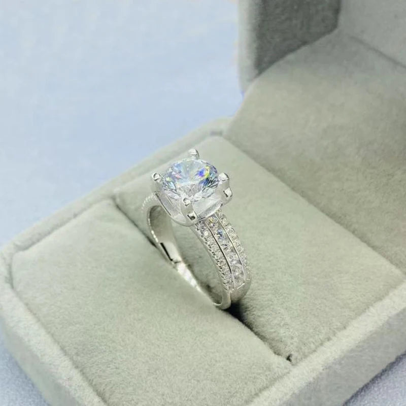 Real 2 Carat 8mm Moissanite Wedding/Engagement Rings For Women 925 Sterling Silver
