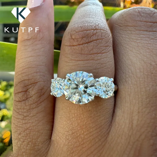 Moissanite/Zircon Diamond Cut Lab with Certificate 925 Sterling Silver Engagement Ring for Women