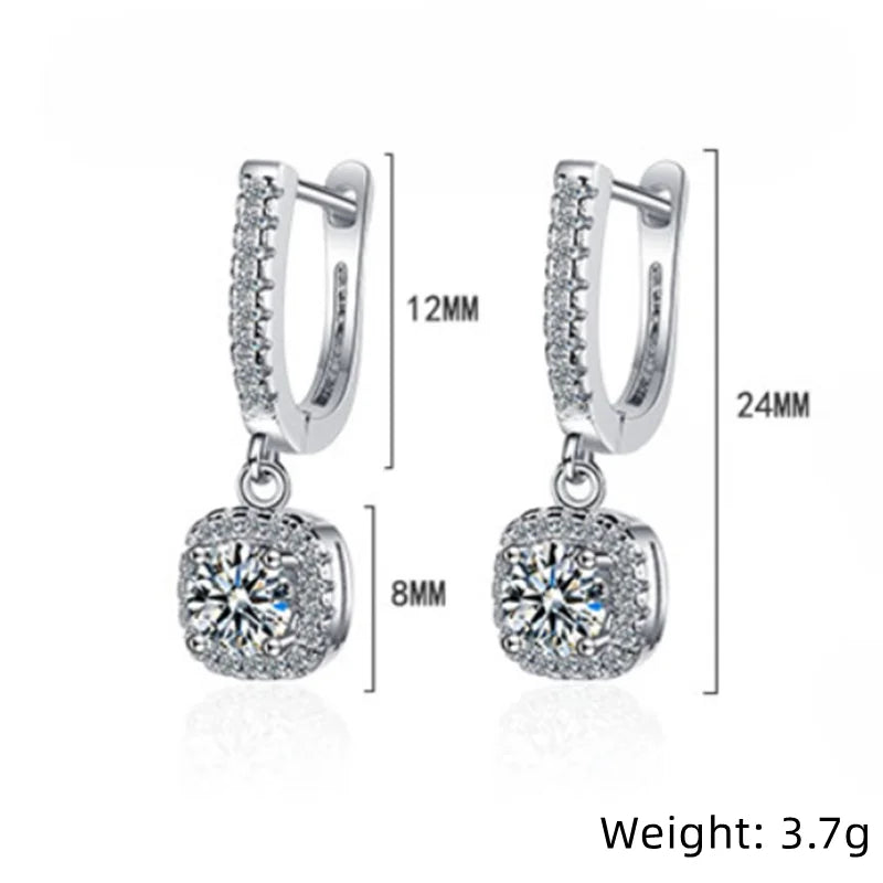 2CT Moissanite Hoop Earrings for Women Lab Created Diamond 925 Sterling Silver