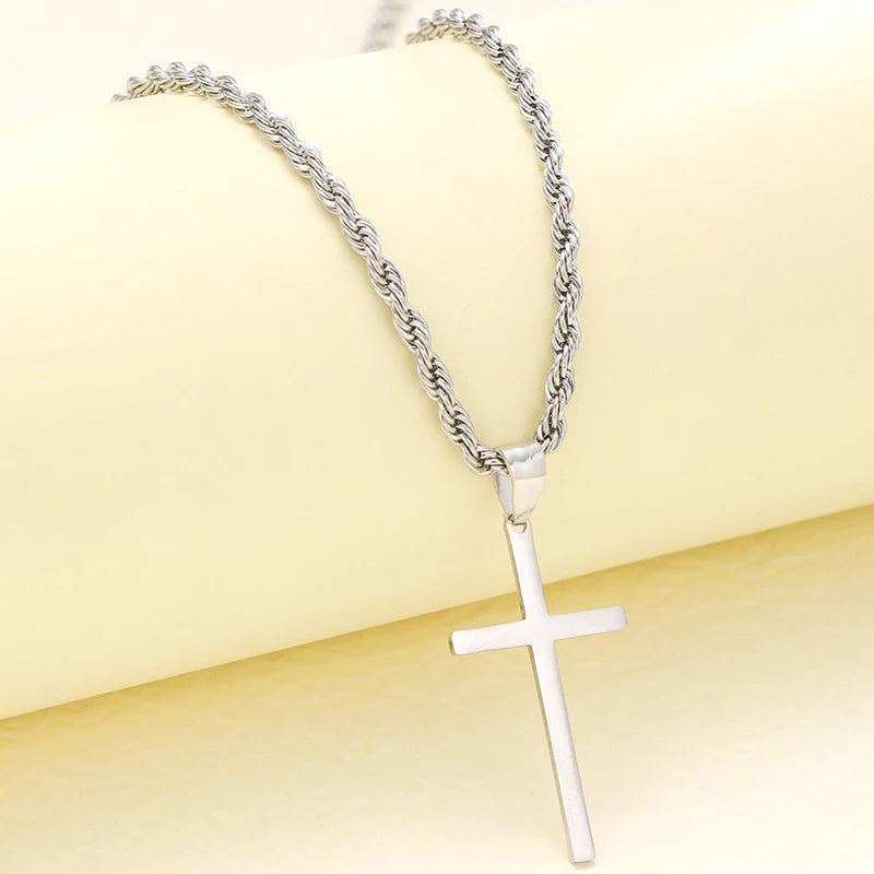 Stainless Steel Cross Pendant Necklace for Men/Women