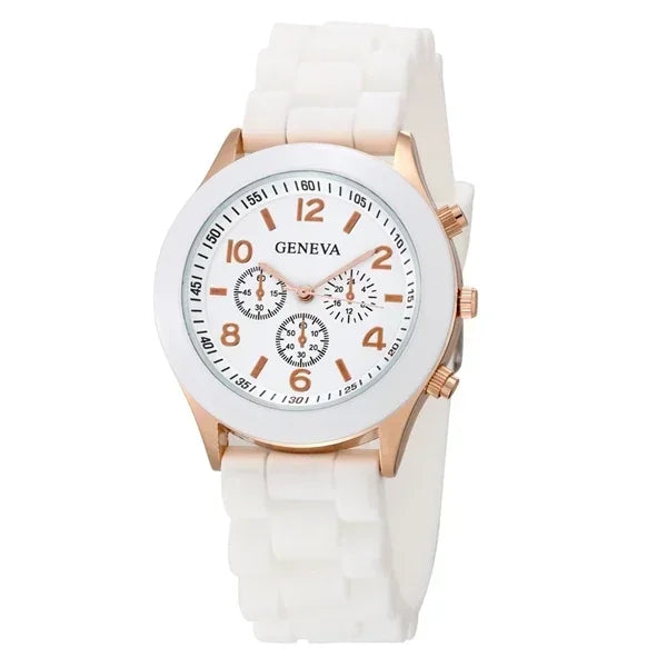 Silicone Strap Quartz Wrist Watch For Woman