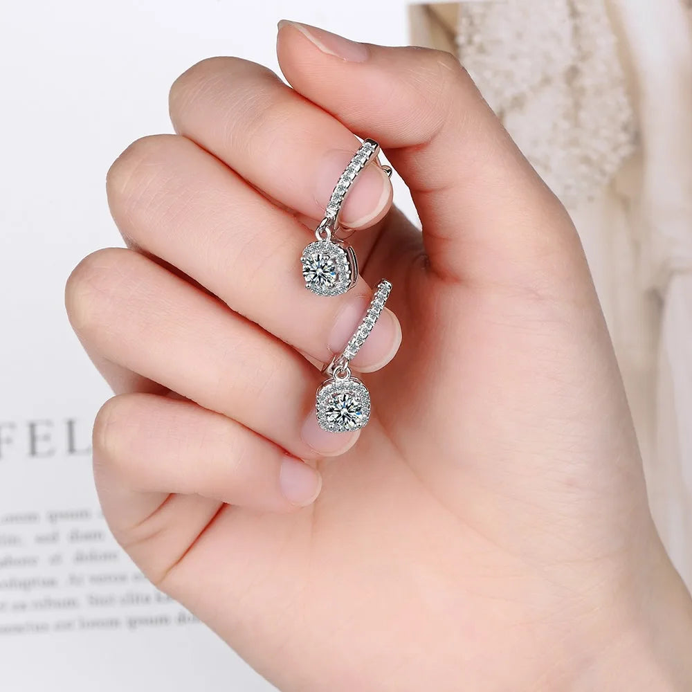 2CT Moissanite Hoop Earrings for Women Lab Created Diamond 925 Sterling Silver