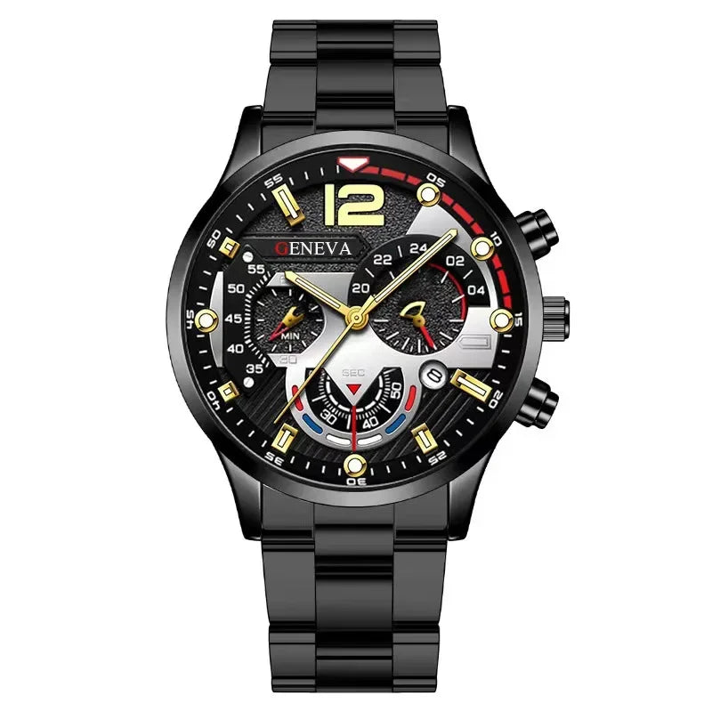 Mens Geneva Luxury Stainless Steel Watch