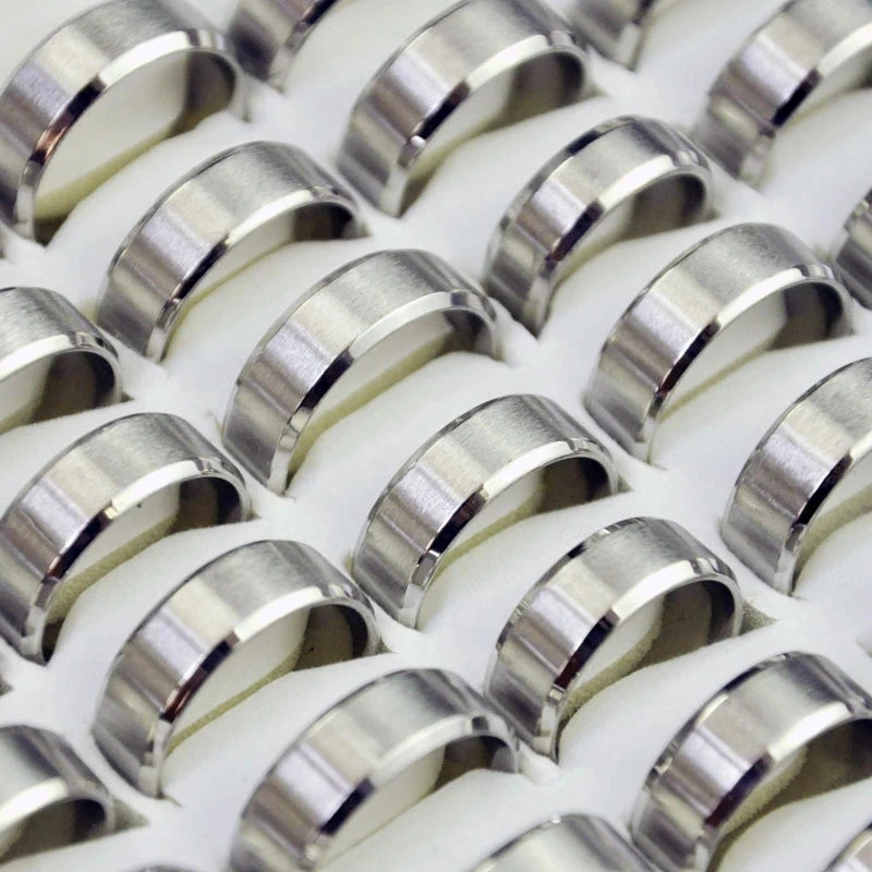 10Pcs Stainless Steel Mixed Pattern/Style Rings For Men/Women