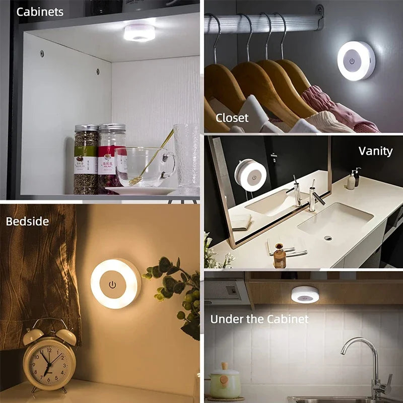 Round Mini LED Light With Touch Sensor/Magnetic Base