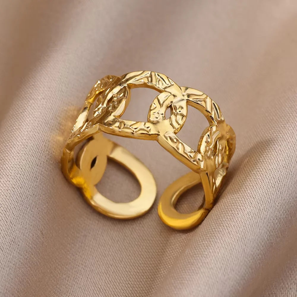 Elegant Gold Stainless Steel Rings For Women