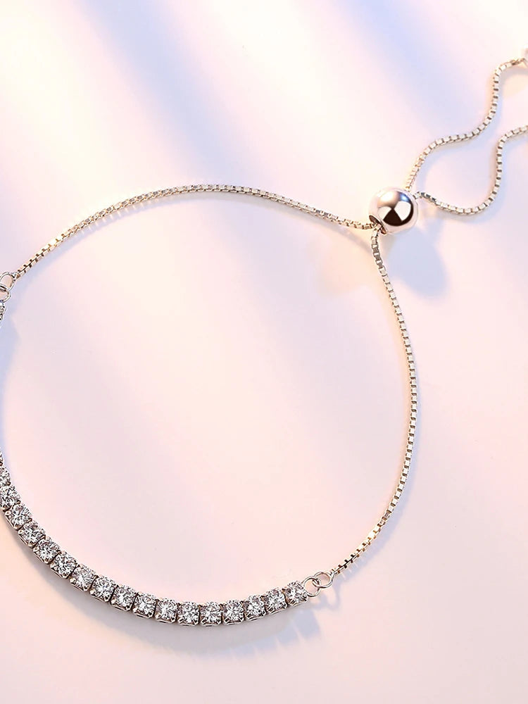 925 Sterling Silver Bracelet Crystal Chain for Women