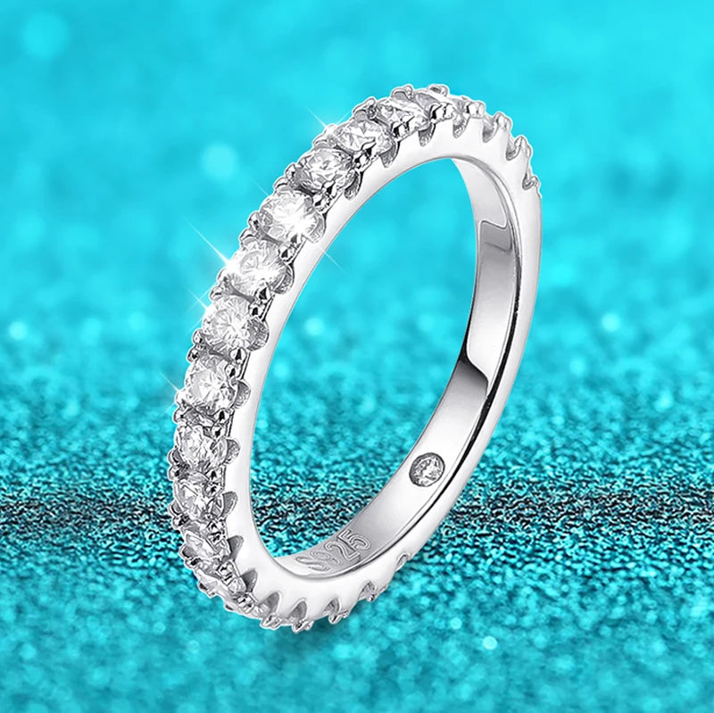 Moissanite Rings for Women Sparkly Luxury Wedding Diamond Band 925 Sterling Silver
