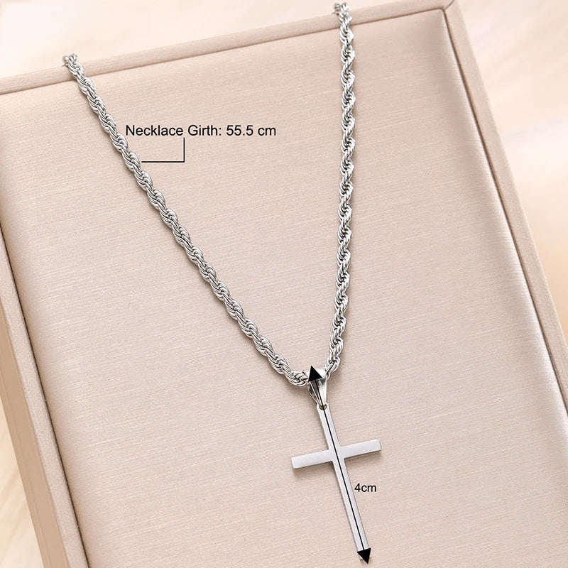 Stainless Steel Cross Pendant Necklace for Men/Women