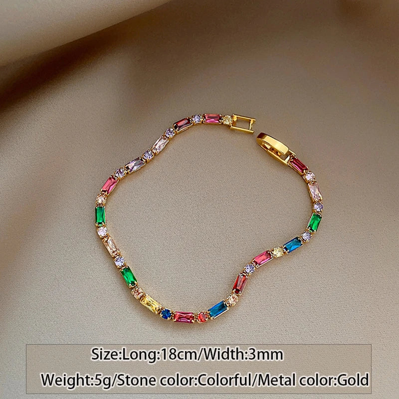 Colorful Zircon Necklace & Bracelet Jewelry for Women