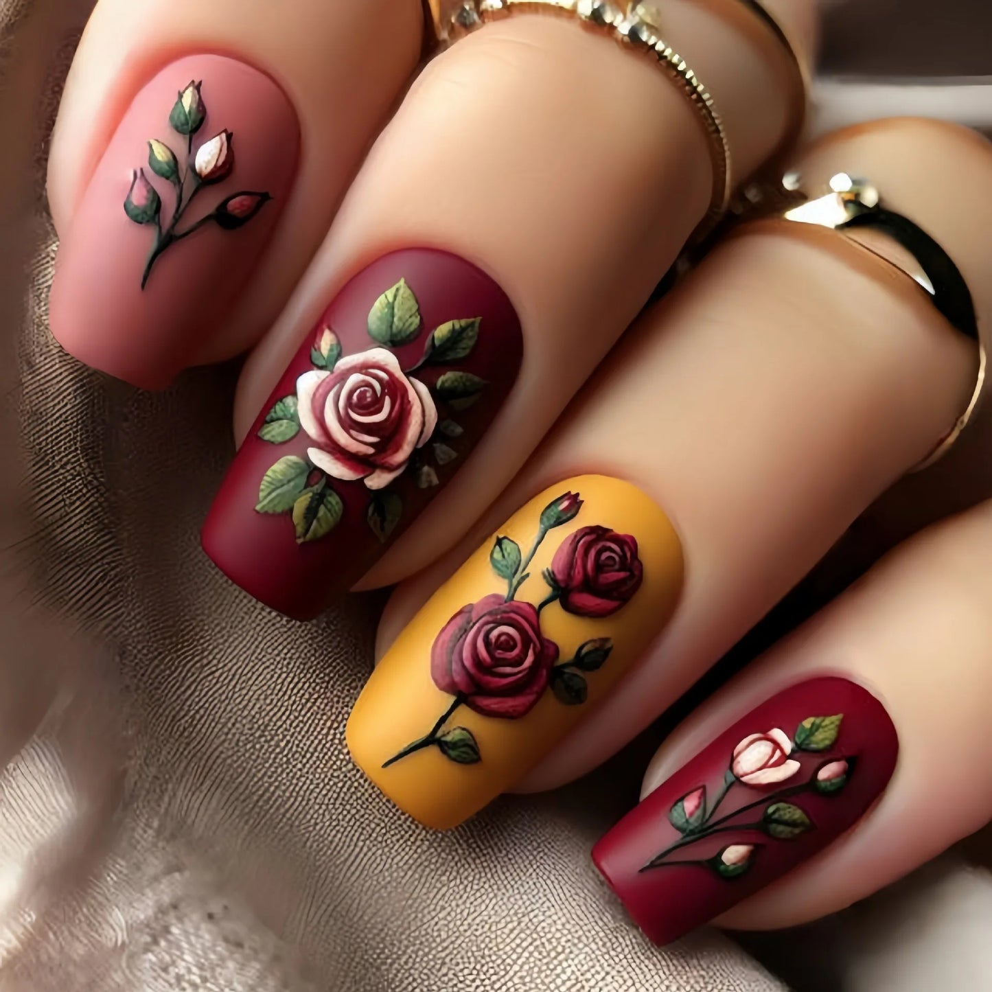 24pcs Press on Nails with Art
