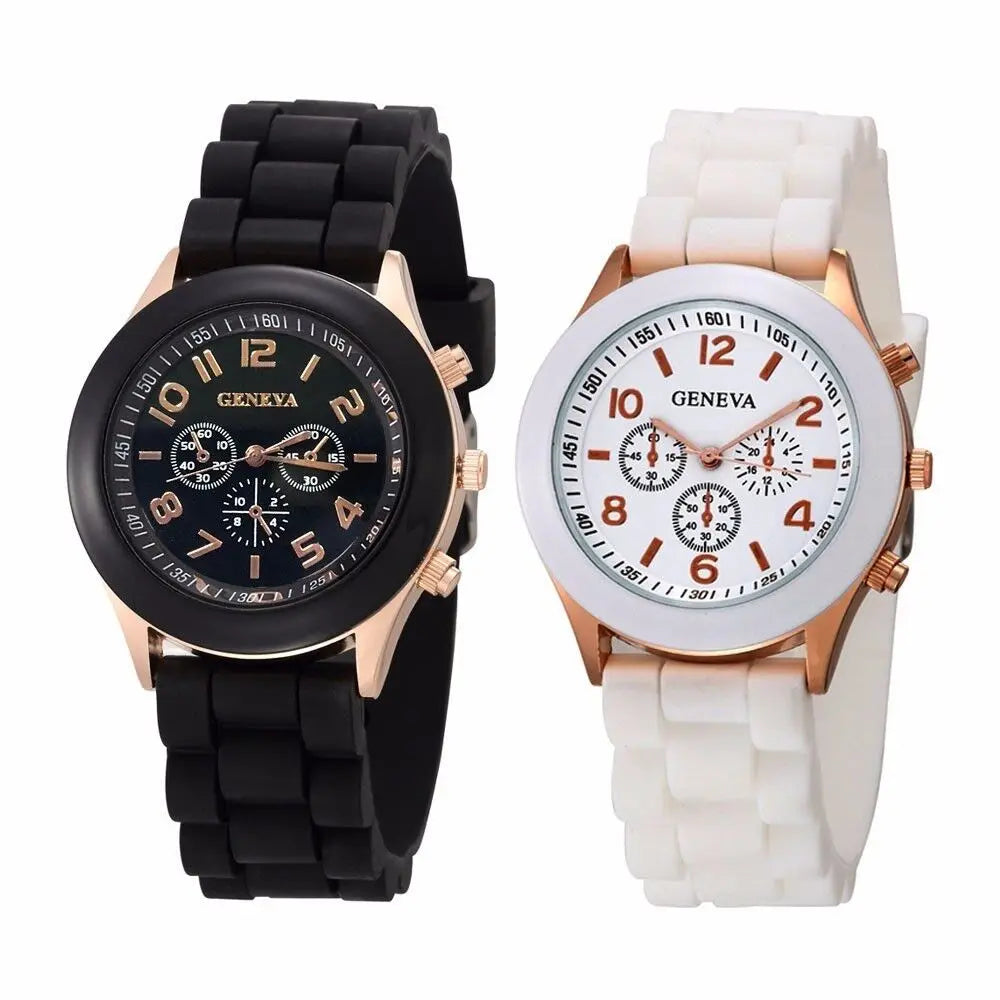 Silicone Strap Quartz Wrist Watch For Woman