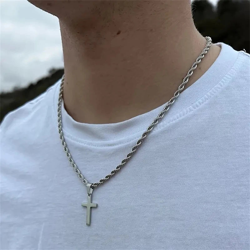 Stainless Steel Cross Pendant Necklace for Men/Women