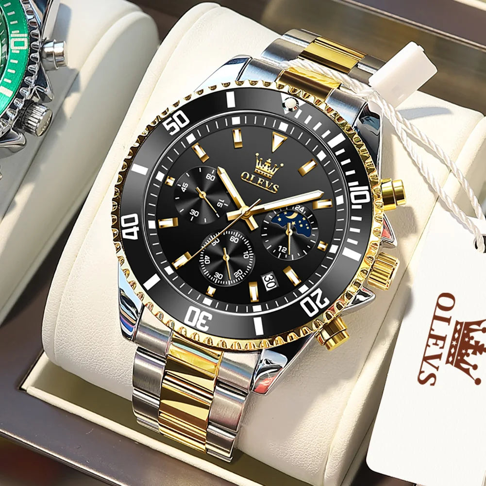 OLEVS Men's Watches Top Brand Original Waterproof Stainless Steel