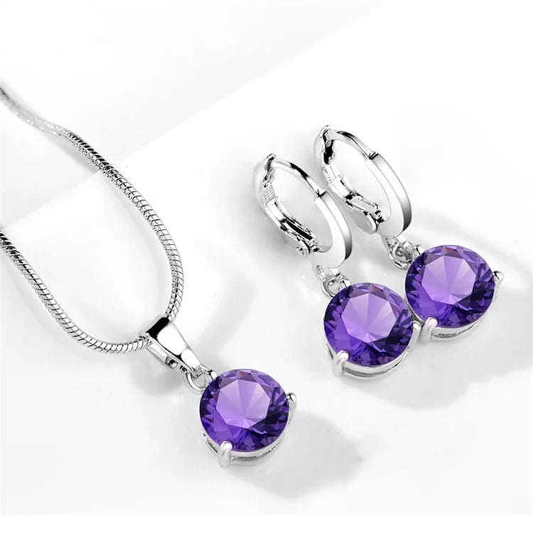 925 Sterling Silver Trendy Crystal Jewelry Set for Women