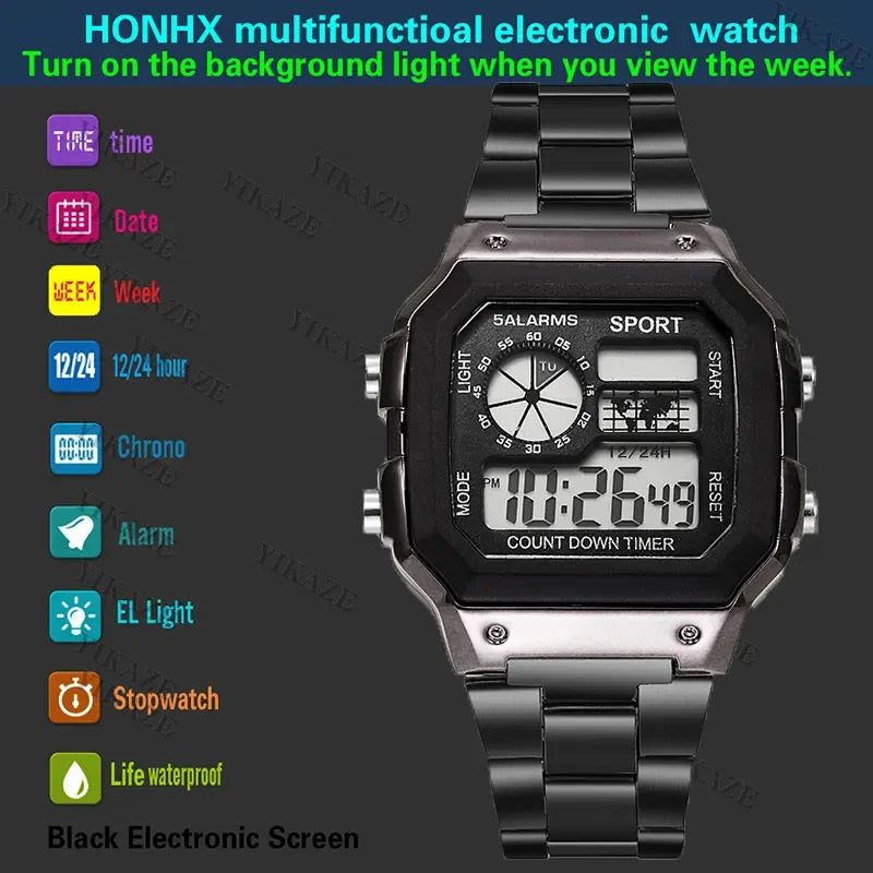Stainless Steel Waterproof, Electronic Watch for Men