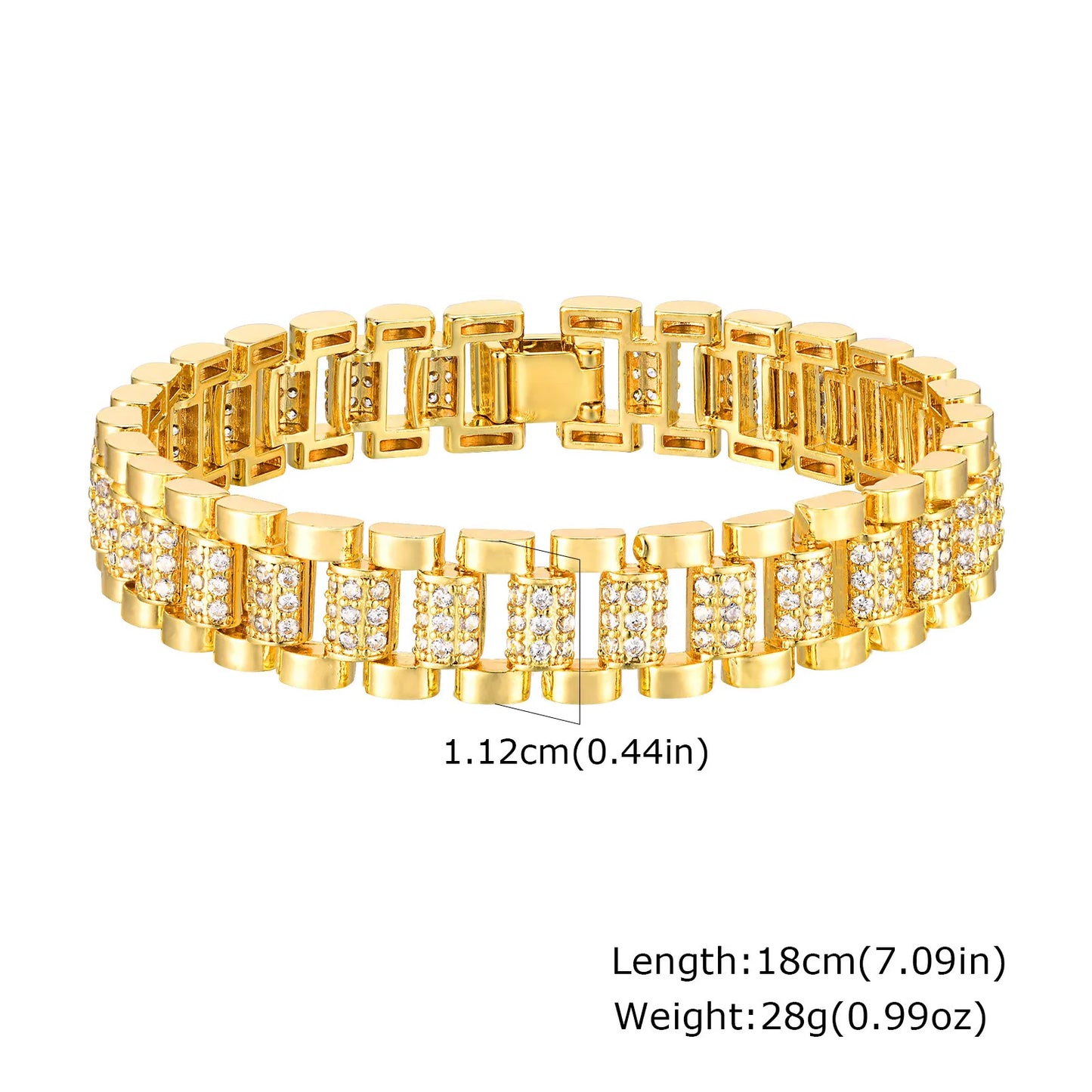 14K Gold Plated Cubic Zirconia Adjustable Bracelet Jewelry For Women