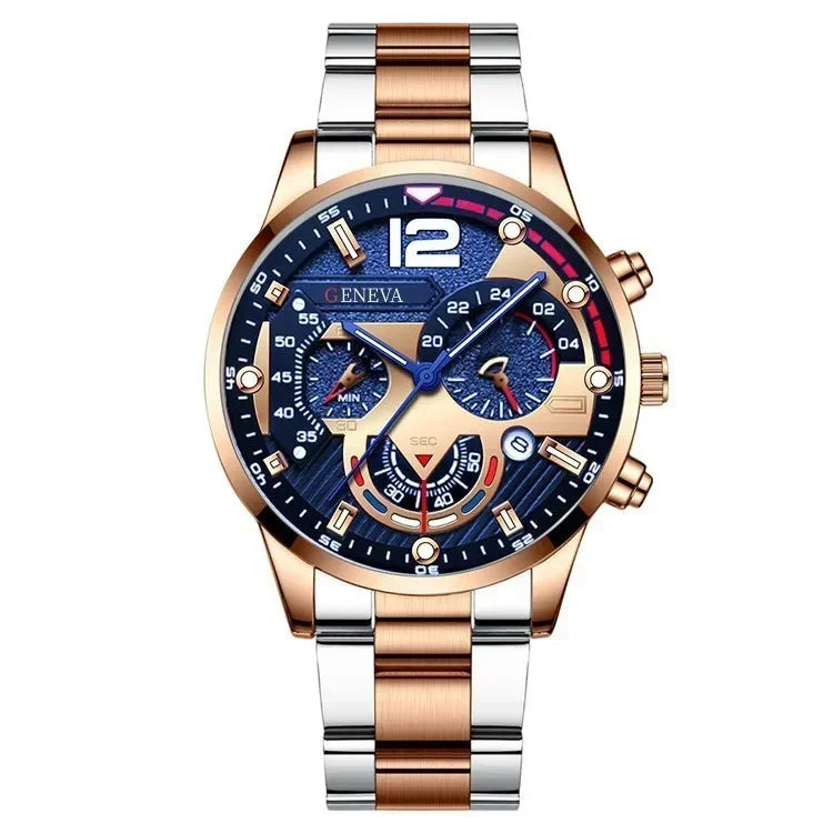 Mens Geneva Luxury Stainless Steel Watch