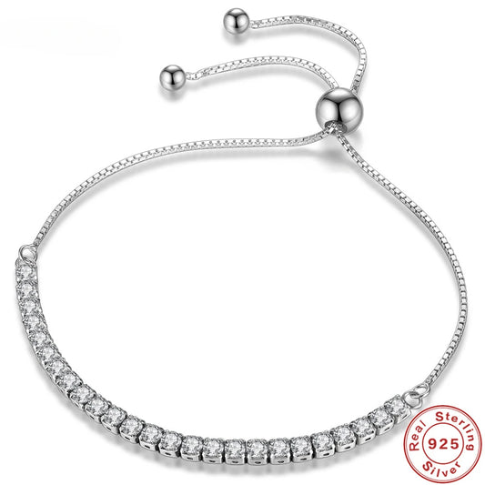 925 Sterling Silver Bracelet Crystal Chain for Women