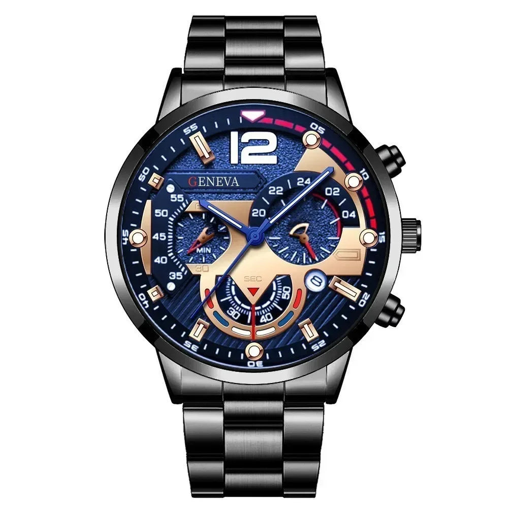 Mens Geneva Luxury Stainless Steel Watch