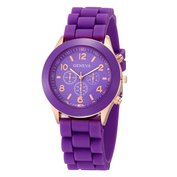 Silicone Strap Quartz Wrist Watch For Woman