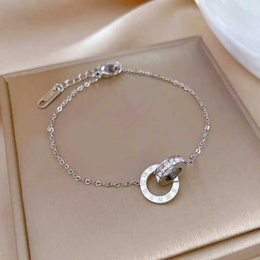 Stainless Steel Dazzling Zircon Bracelet for Women / Girls