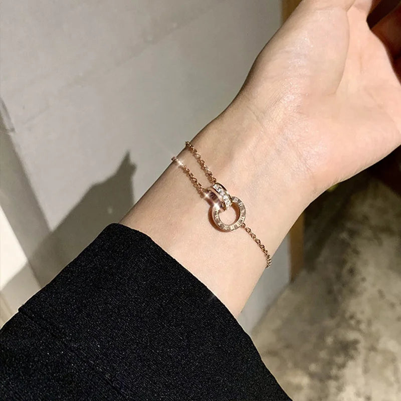 Stainless Steel Dazzling Zircon Bracelet for Women / Girls