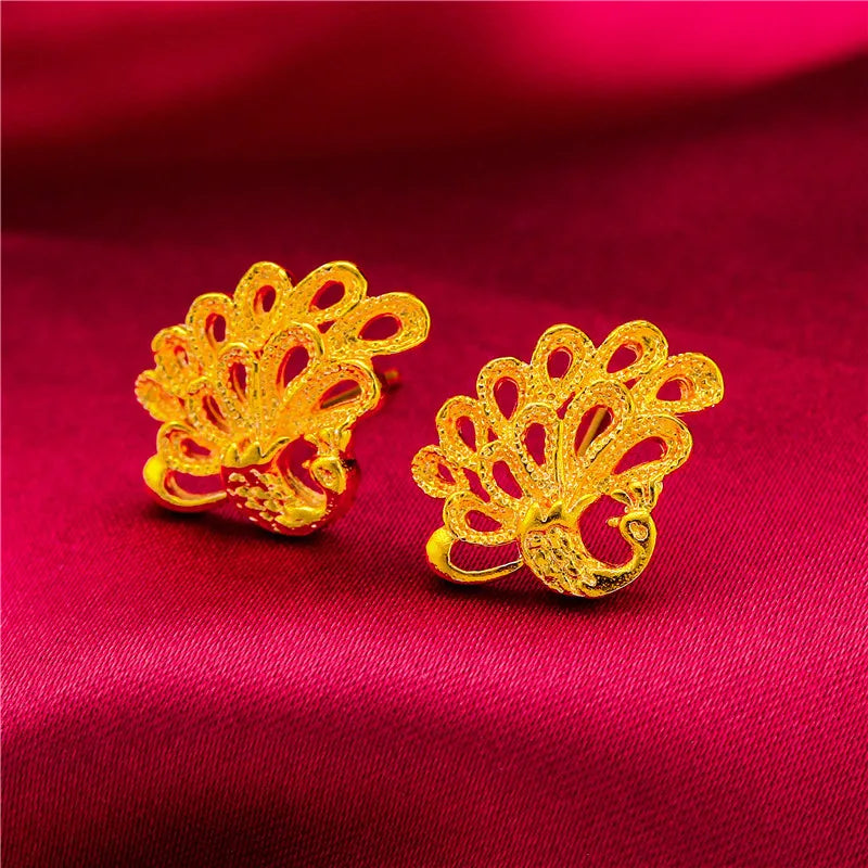 24K Gold Stud Earrings for Women