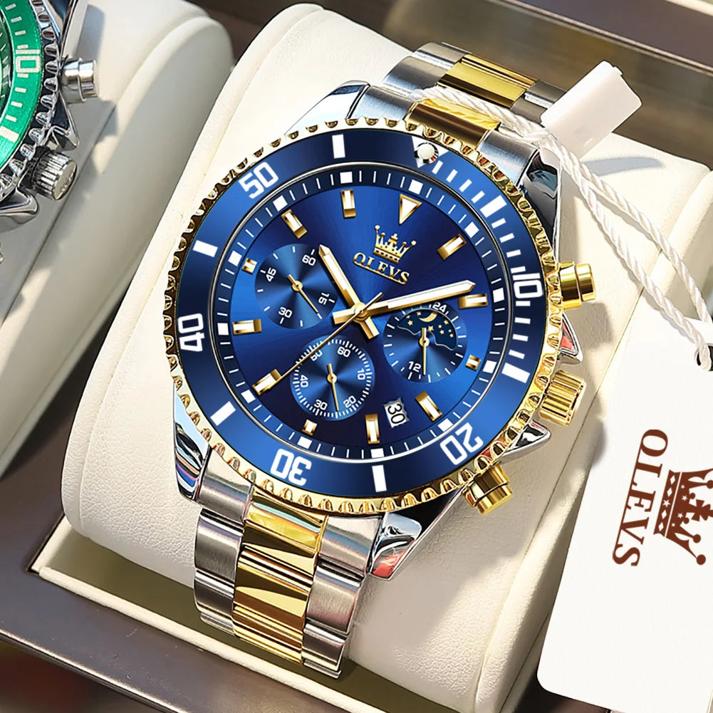 OLEVS Men's Watches Top Brand Original Waterproof Stainless Steel