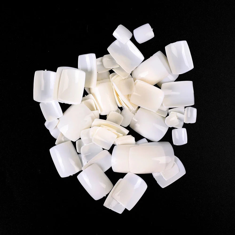 French Square Fake Toe Nails 100pcs