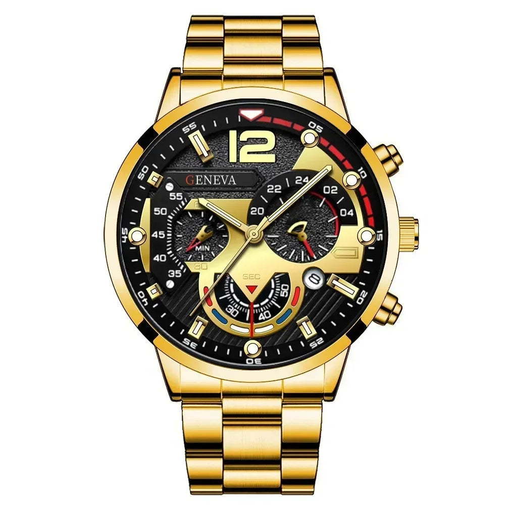 Mens Geneva Luxury Stainless Steel Watch