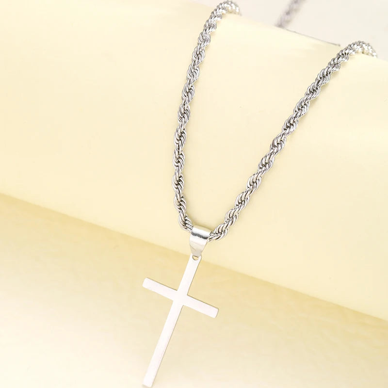 Stainless Steel Cross Pendant Necklace for Men/Women