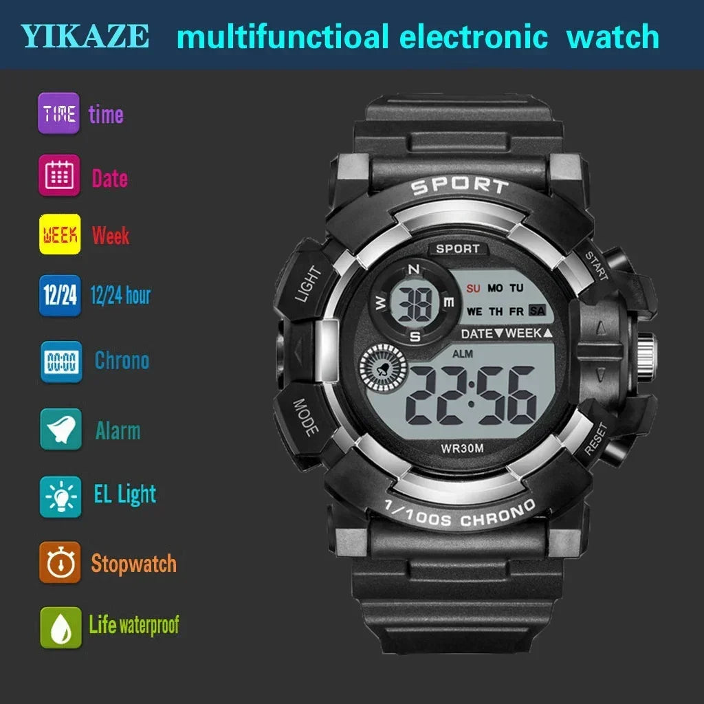 YIKAZE Waterproof Fashion Digital Sports Watch for Kids
