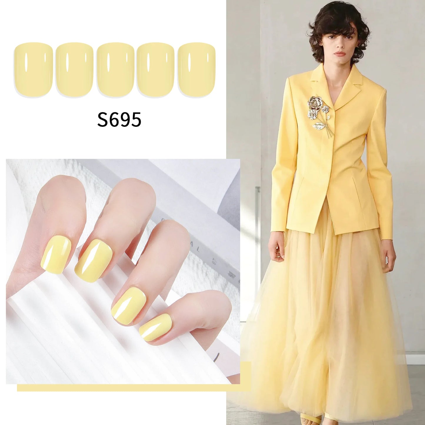 Short Full Press on 24 Pcs False Nails Set Stick on Nails