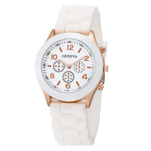 Silicone Strap Quartz Wrist Watch For Woman
