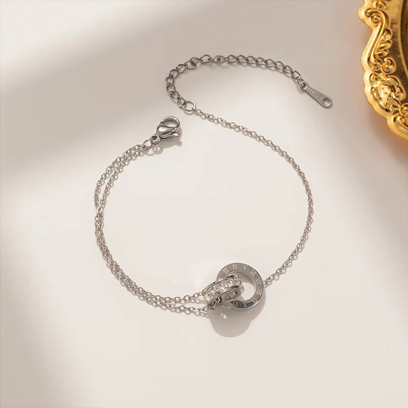 Stainless Steel Dazzling Zircon Bracelet for Women / Girls