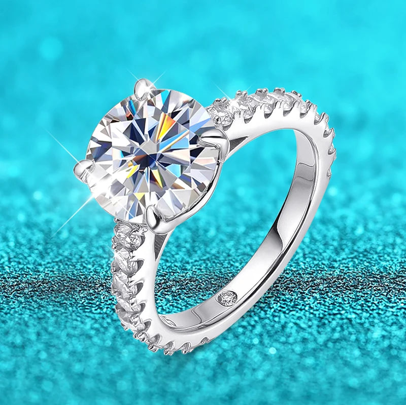 Moissanite Rings for Women Sparkly Luxury Wedding Diamond Band 925 Sterling Silver