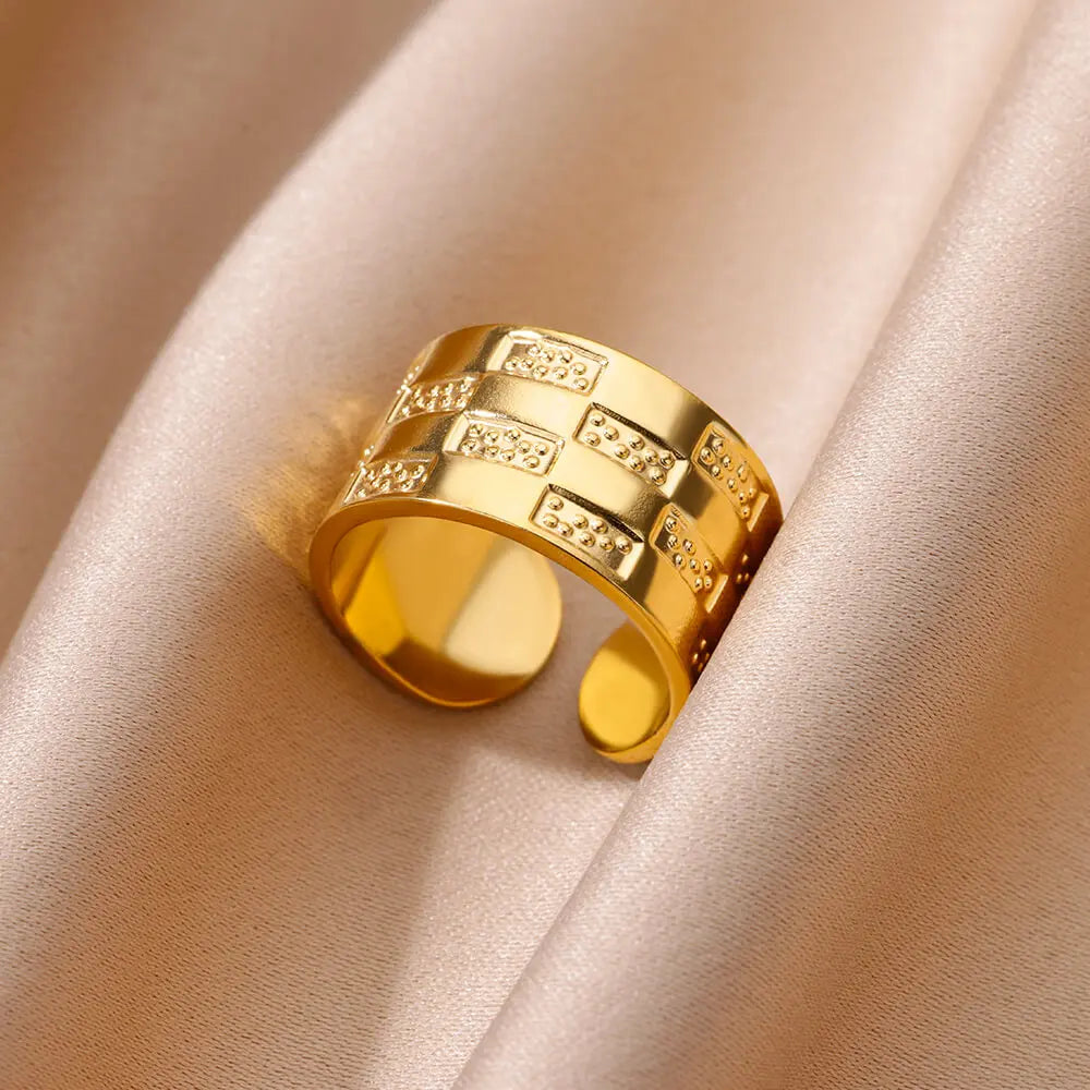 Gold Plated Adjustable Stainless Steel Rings For Women