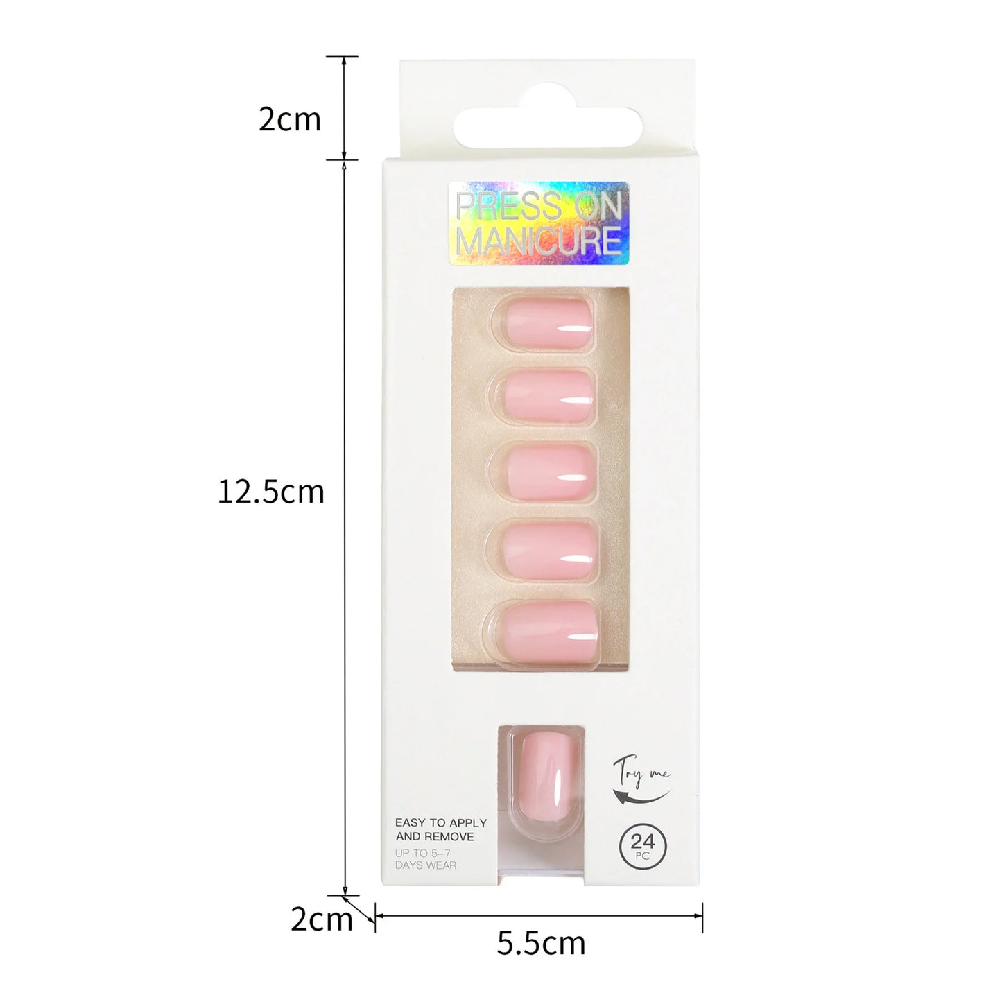 Short Full Press on 24 Pcs False Nails Set Stick on Nails