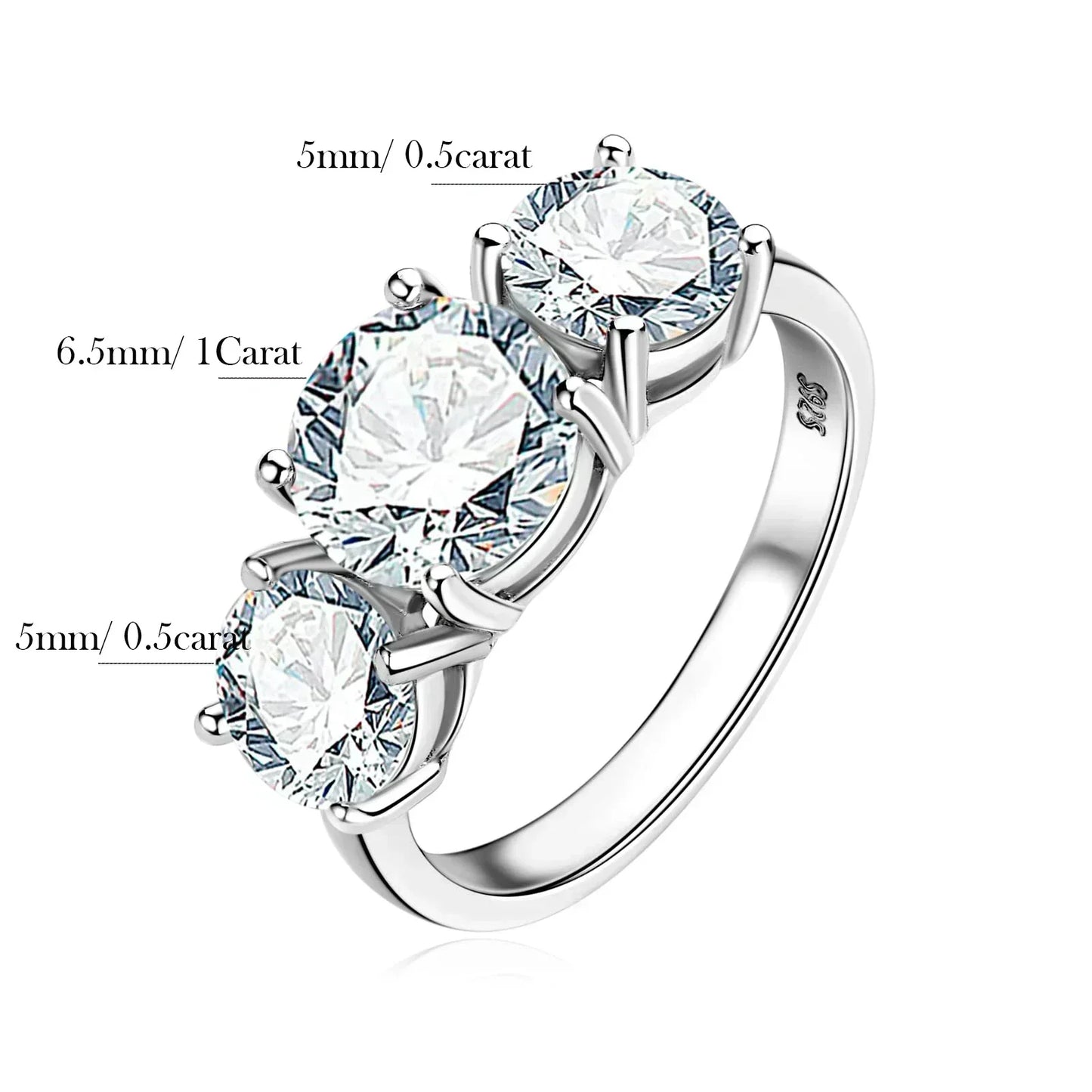 Moissanite/Zircon Diamond Cut Lab with Certificate 925 Sterling Silver Engagement Ring for Women