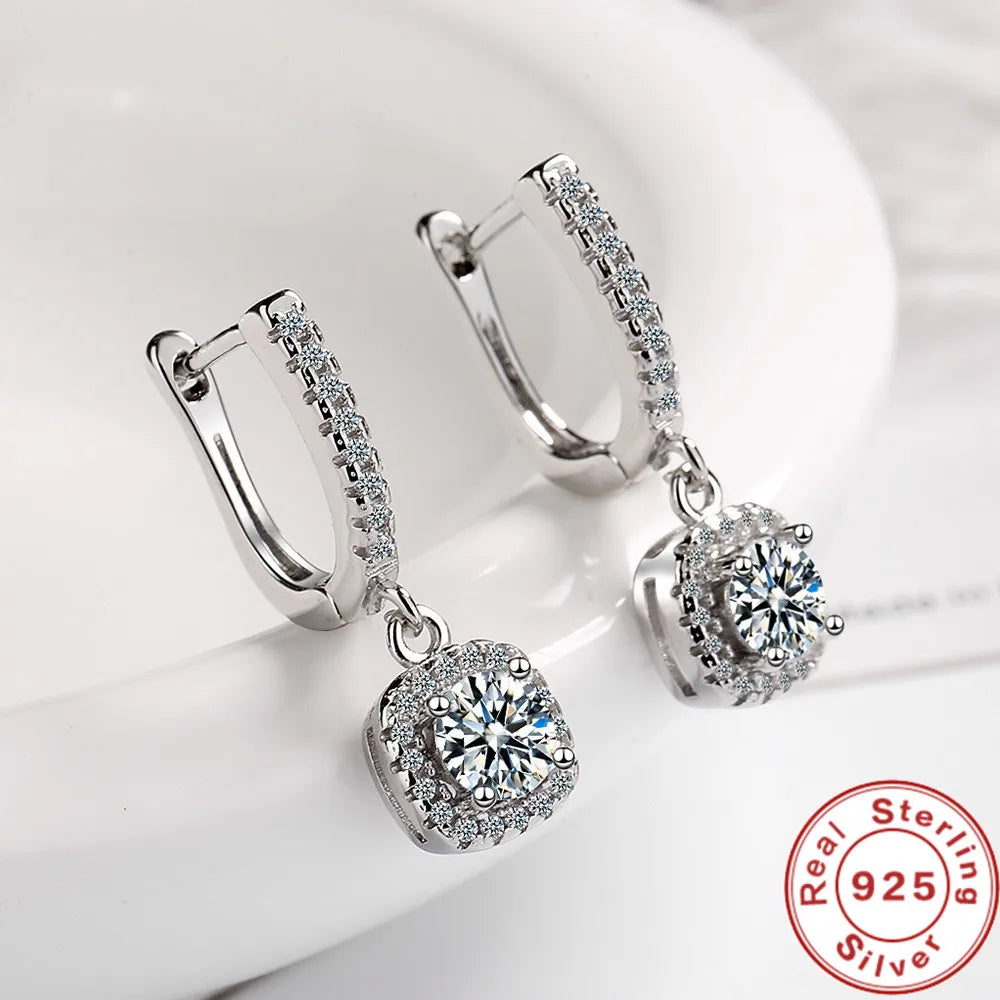 2CT Moissanite Hoop Earrings for Women Lab Created Diamond 925 Sterling Silver