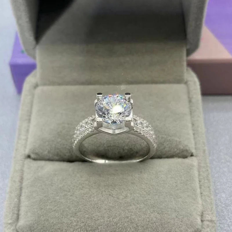 Real 2 Carat 8mm Moissanite Wedding/Engagement Rings For Women 925 Sterling Silver