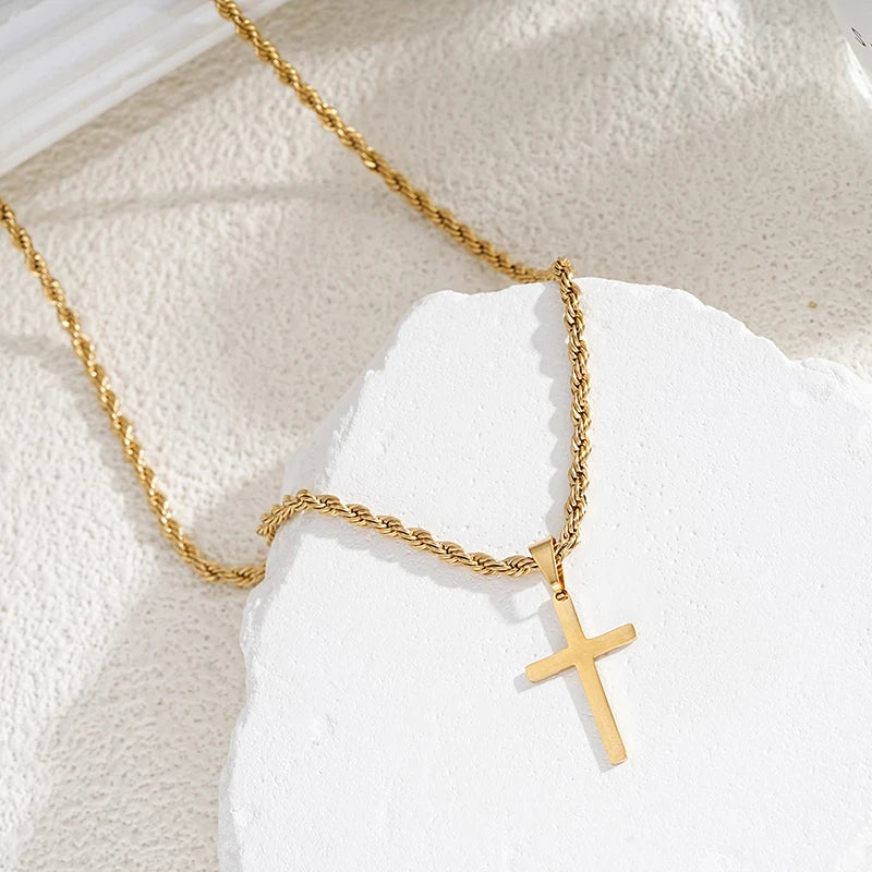 Stainless Steel Cross Pendant Necklace for Men/Women