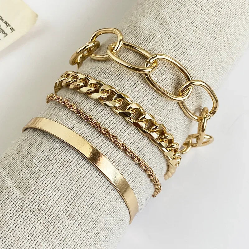 Gold Plated Bohemian Bracelet Set For Women