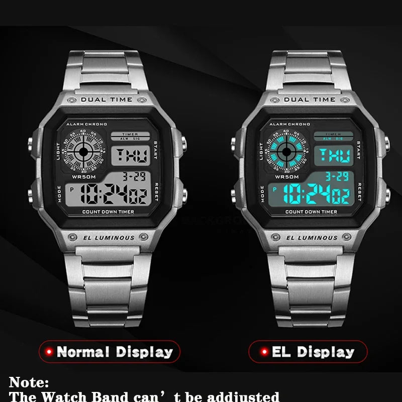 Stainless Steel Waterproof, Electronic Watch for Men