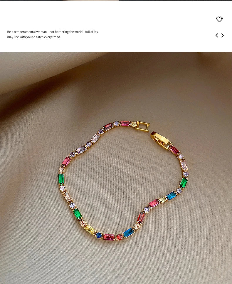 Colorful Zircon Necklace & Bracelet Jewelry for Women