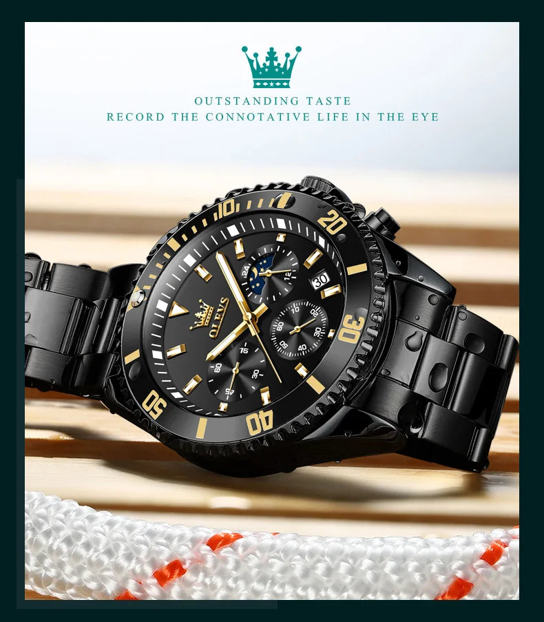OLEVS Men's Watches Top Brand Original Waterproof Stainless Steel